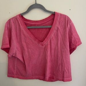 Women's Pink V-Neck Crop Top